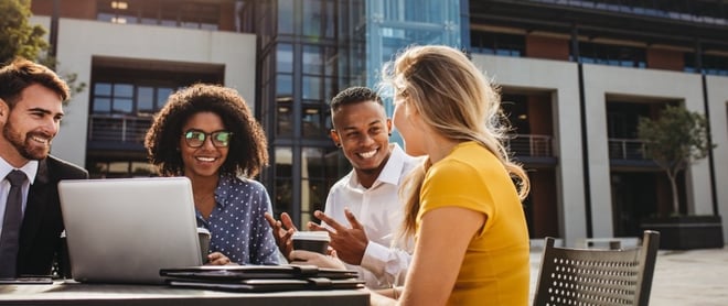 Stock Photo_coworkers socializing outside-1