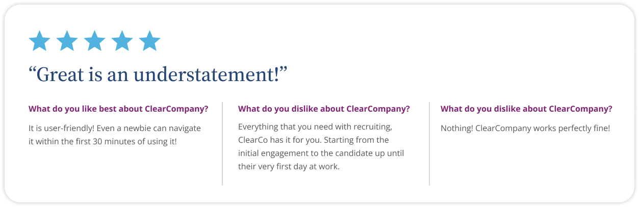 ClearCompany G2 Review Screenshot